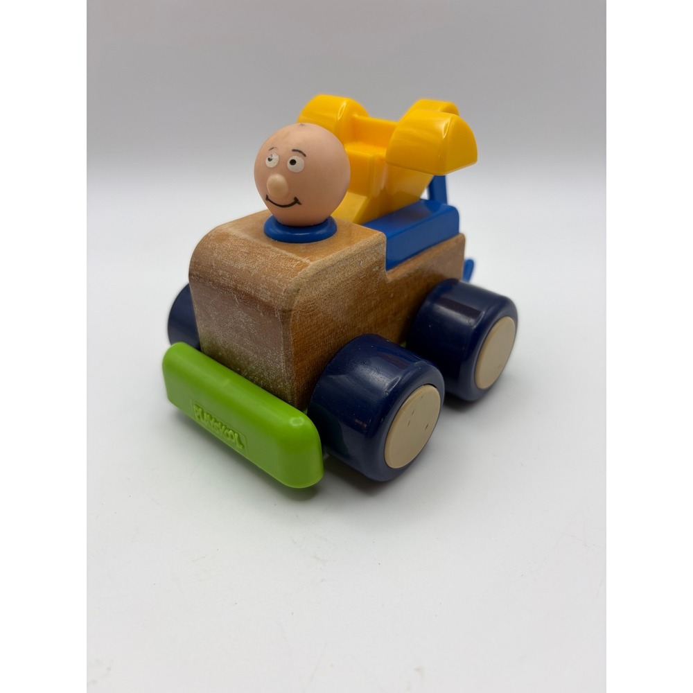 VTG 1988 PLAYSKOOL Tow truck toy wood and plastic retro Montessori Friendly